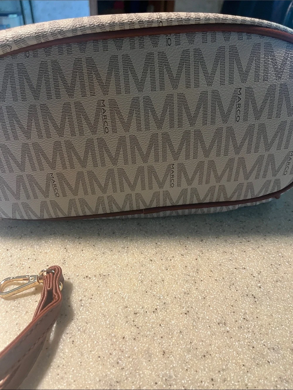 Marco Beige and Brown Monogram Backpack with Pouch